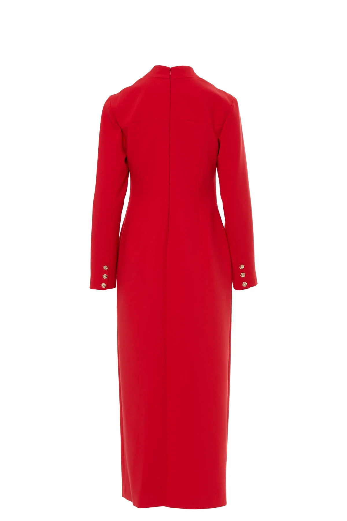 Red Wrap-Around Slit Midi Dress - Image 3