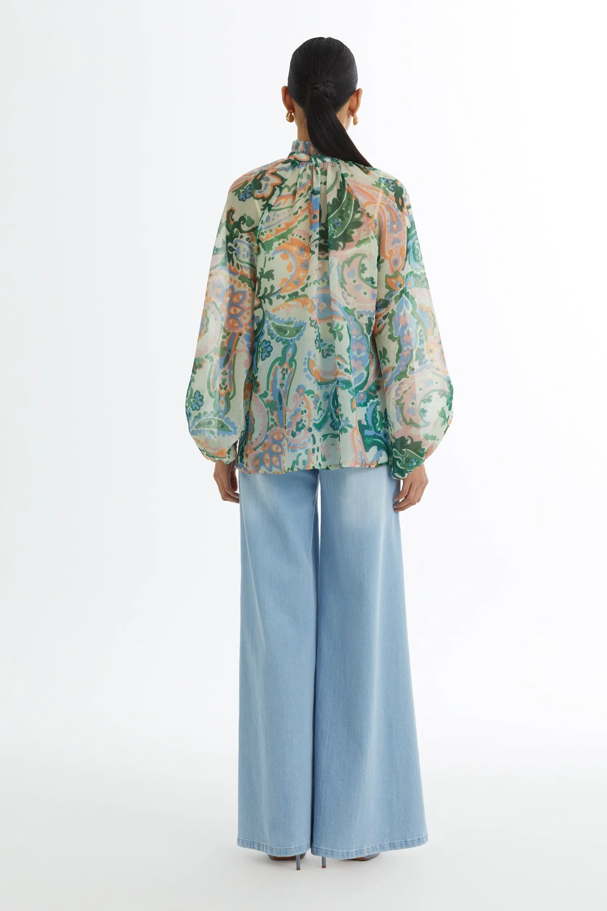 Ruffle-Neck Patterned Blouse - Image 5