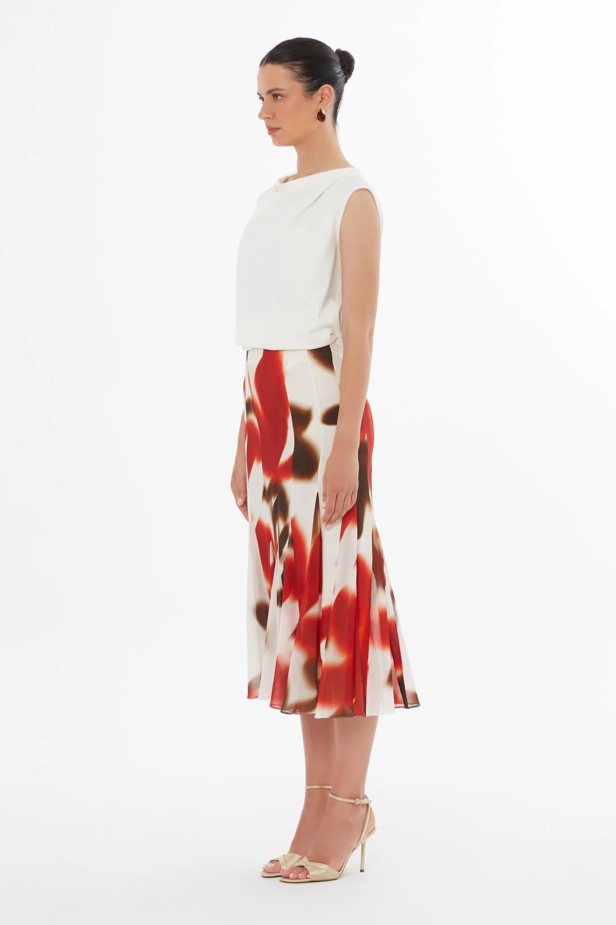 Ruffle Print Midi Skirt - Image 3