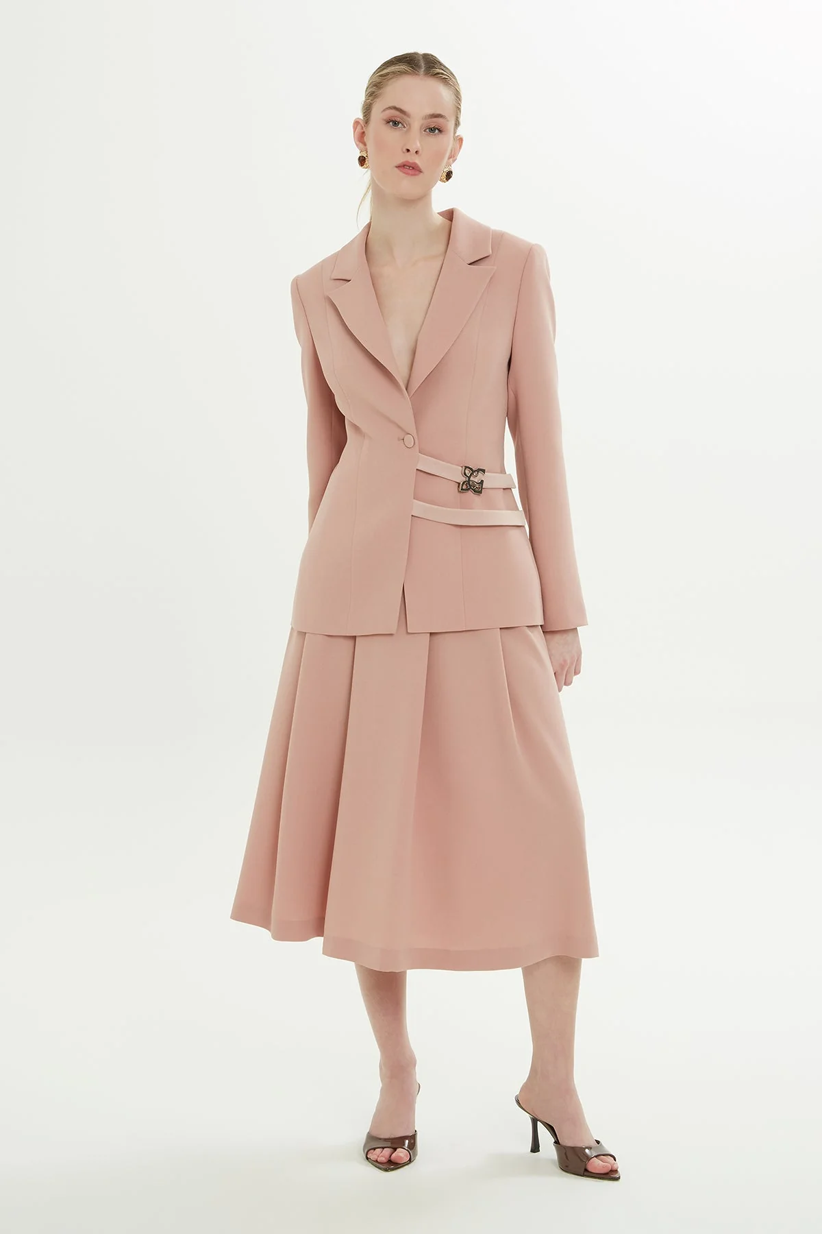 Salmon Front-Band Detail Jacket