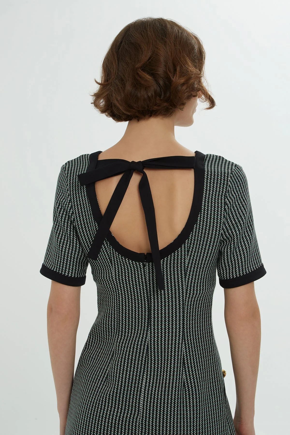 Short-Sleeve Striped Knee-Length  Dress - Image 3