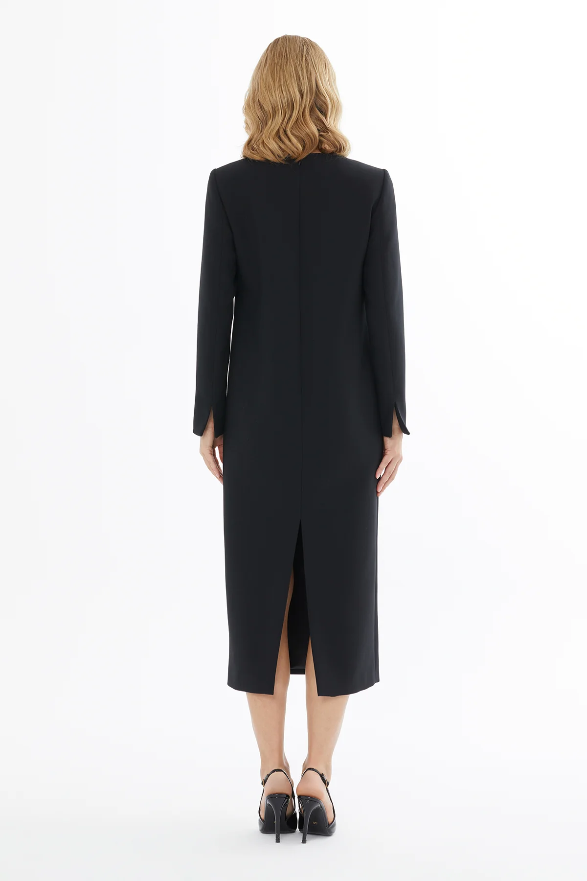 Slit-Sleeve Dress with Metal Detail - Image 3