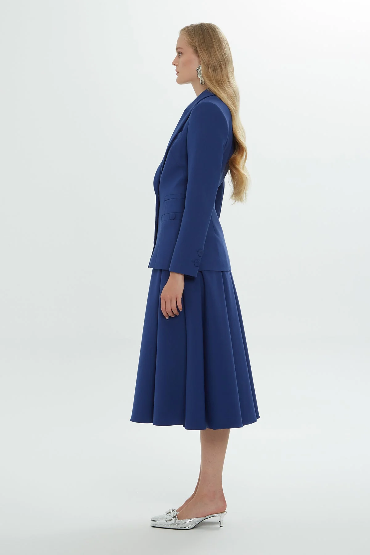 Snap Detail Shoulder Pad Pleated Pocket Lined  Jacket - Image 3
