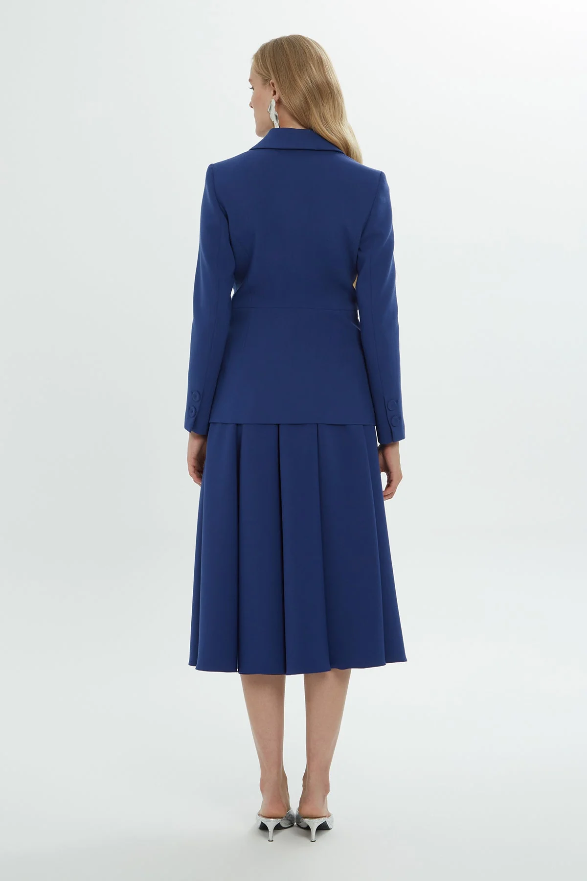 Snap Detail Shoulder Pad Pleated Pocket Lined  Jacket - Image 4