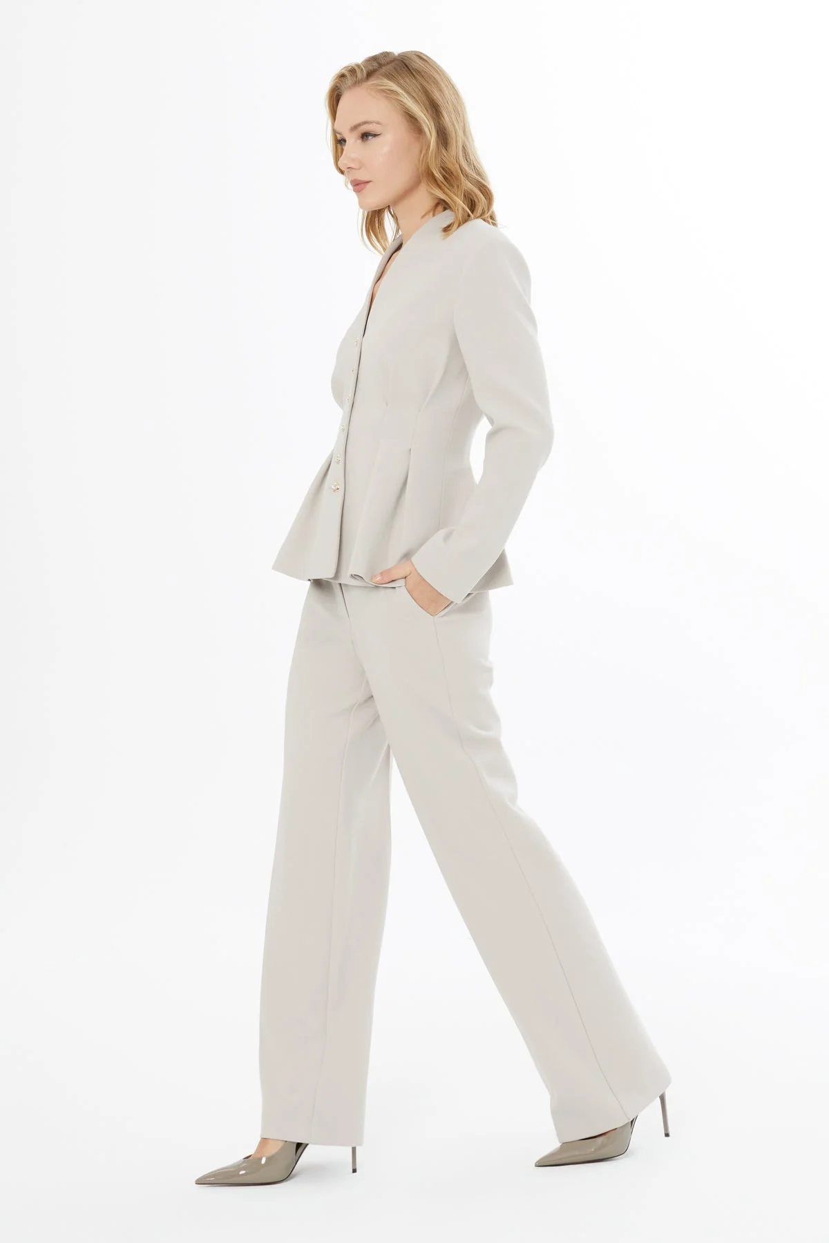 Stone Jacket and Carrot Pants Suit - Image 3