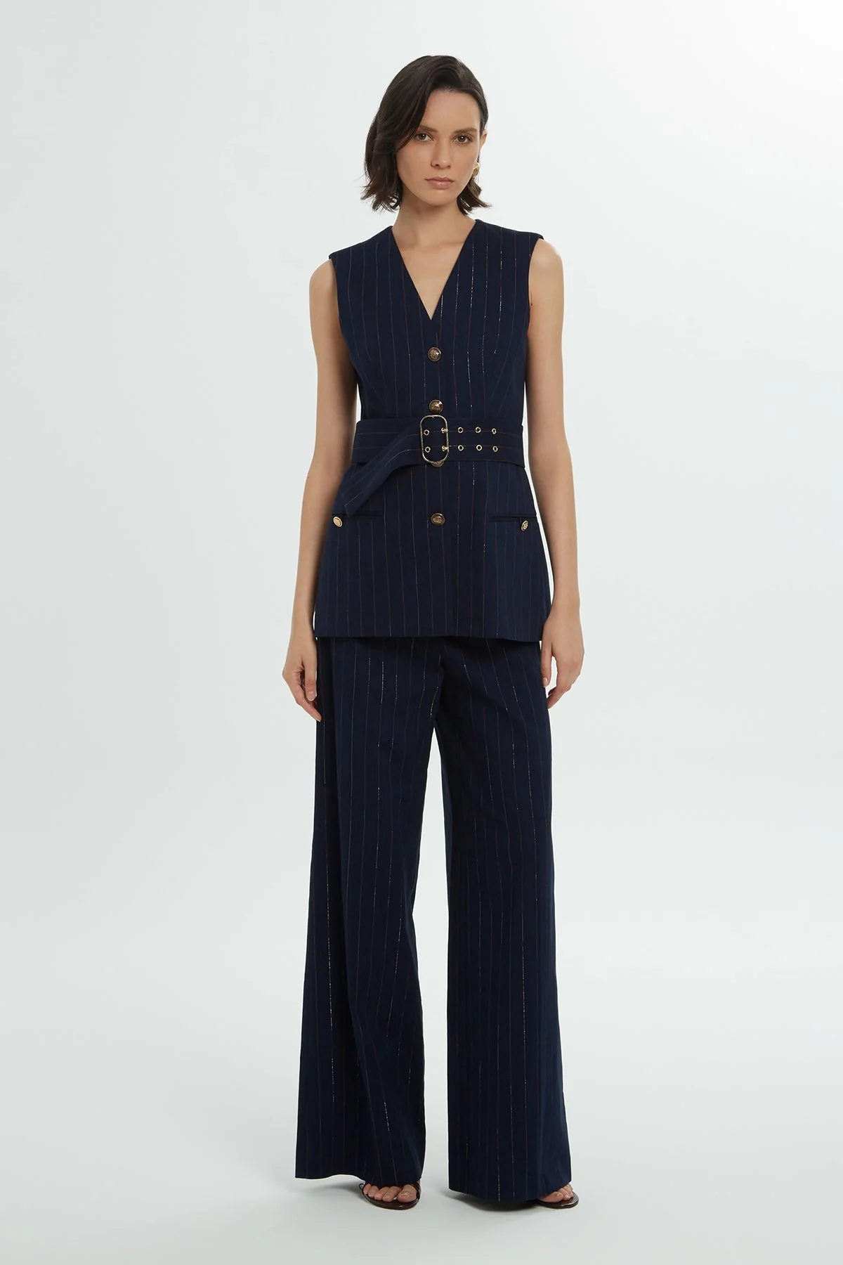 Striped Belted Vest