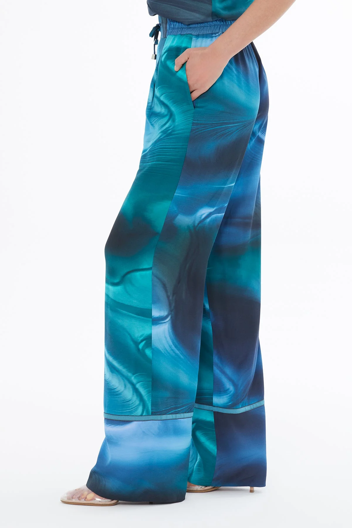 Striped Pattern Loose Fit Unlined Pants - Image 2