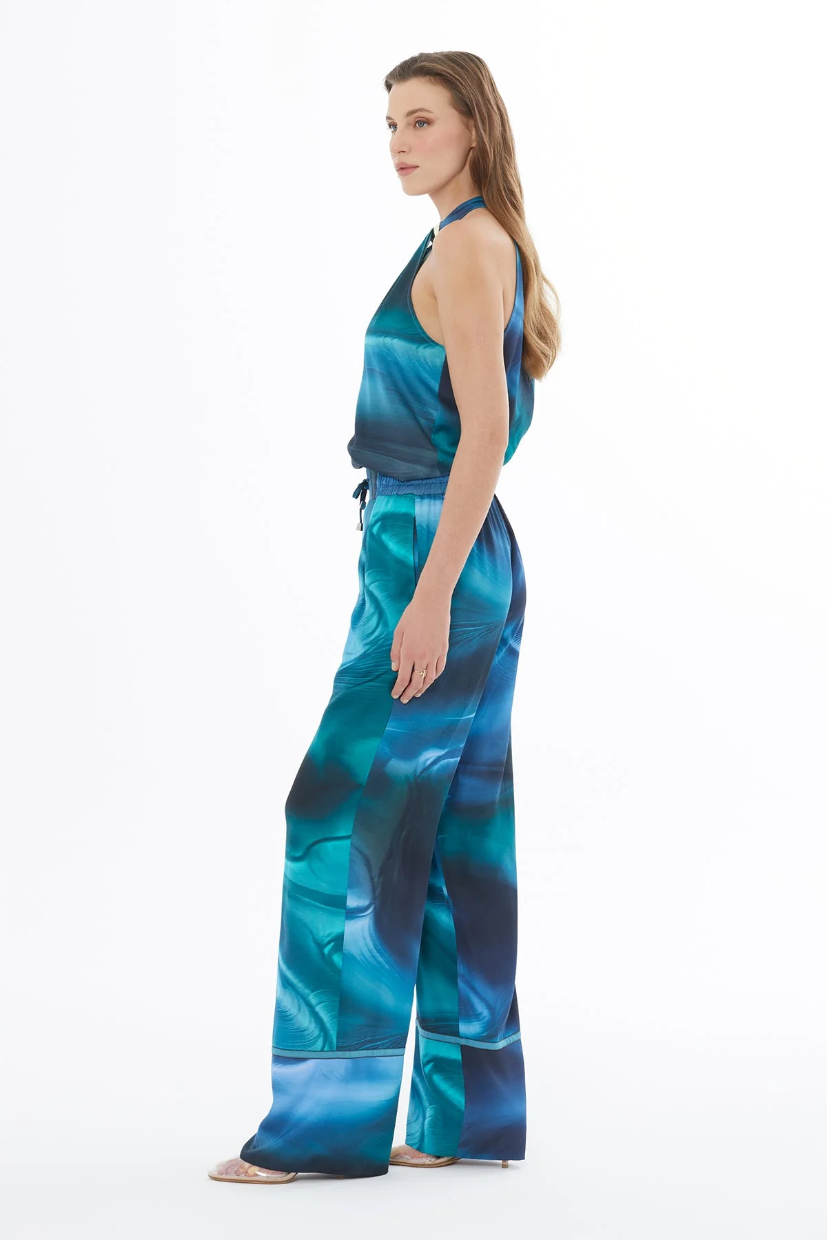 Striped Pattern Loose Fit Unlined Pants - Image 3