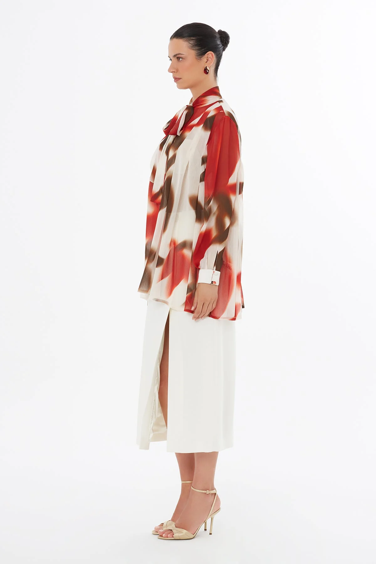 Tie Detail Balloon Sleeve Blouse - Image 4