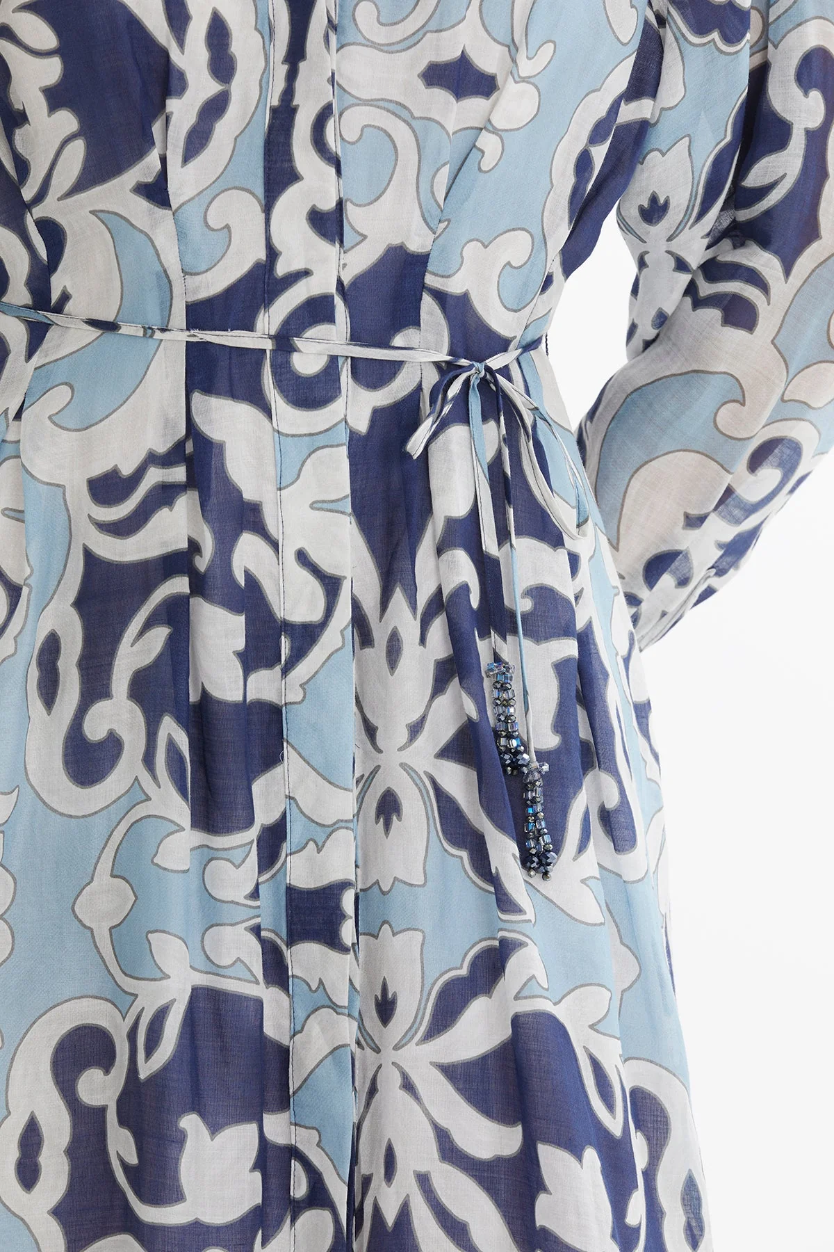 Tie Detail Embroidered Printed Maxi Dress - Image 3