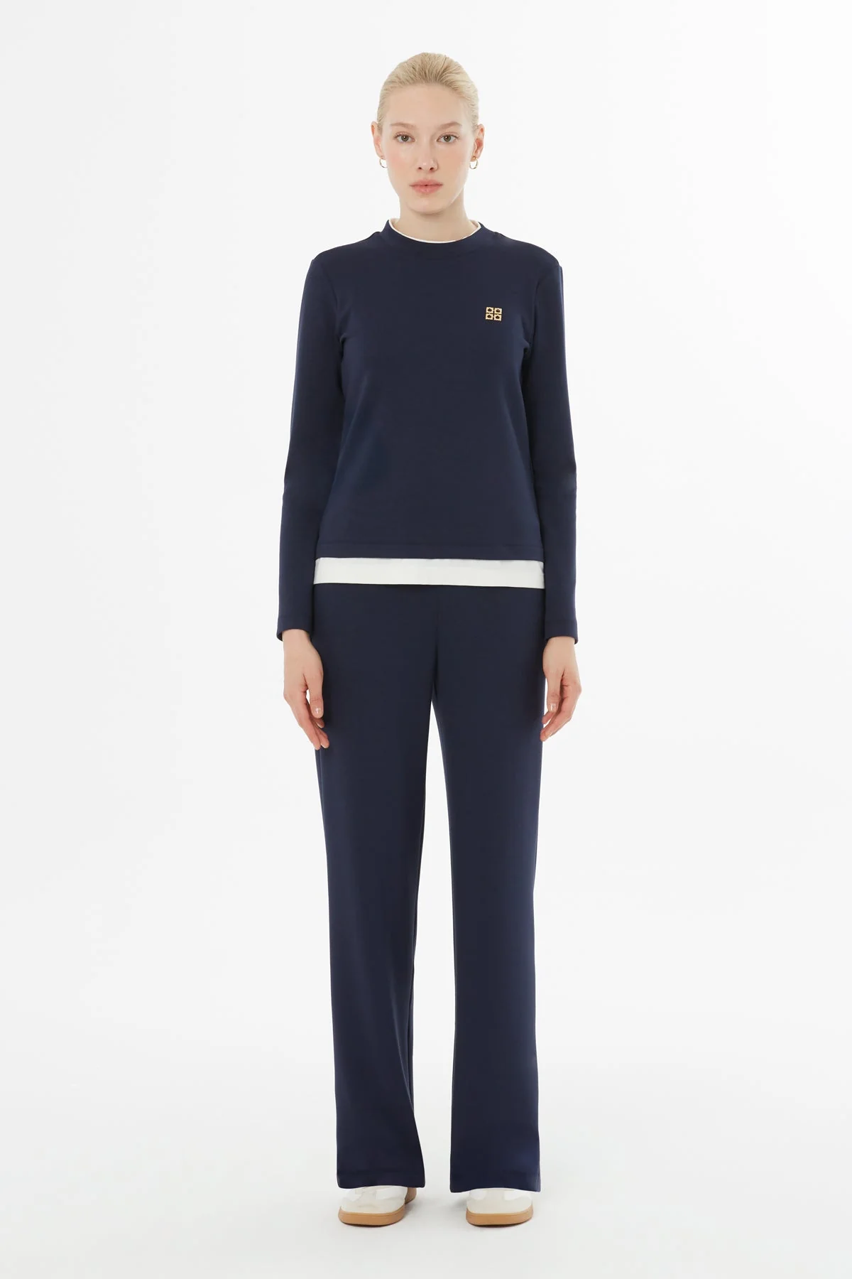 Tracksuit Set with Panel Hem and Elastic Waist