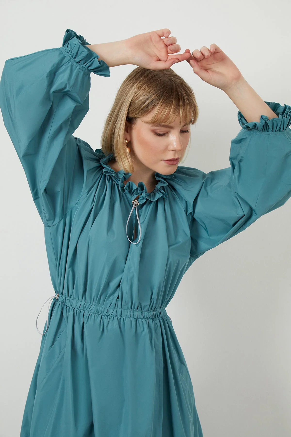 Turquoise Maxi Ruffle Dress - Image 3