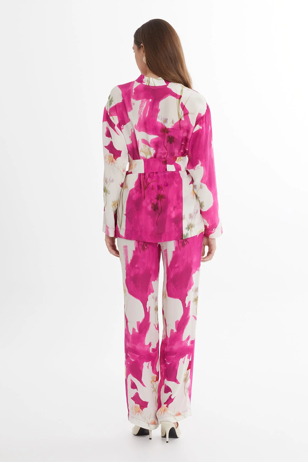 V-Neck Belted Long-Sleeve Blouse - Image 5