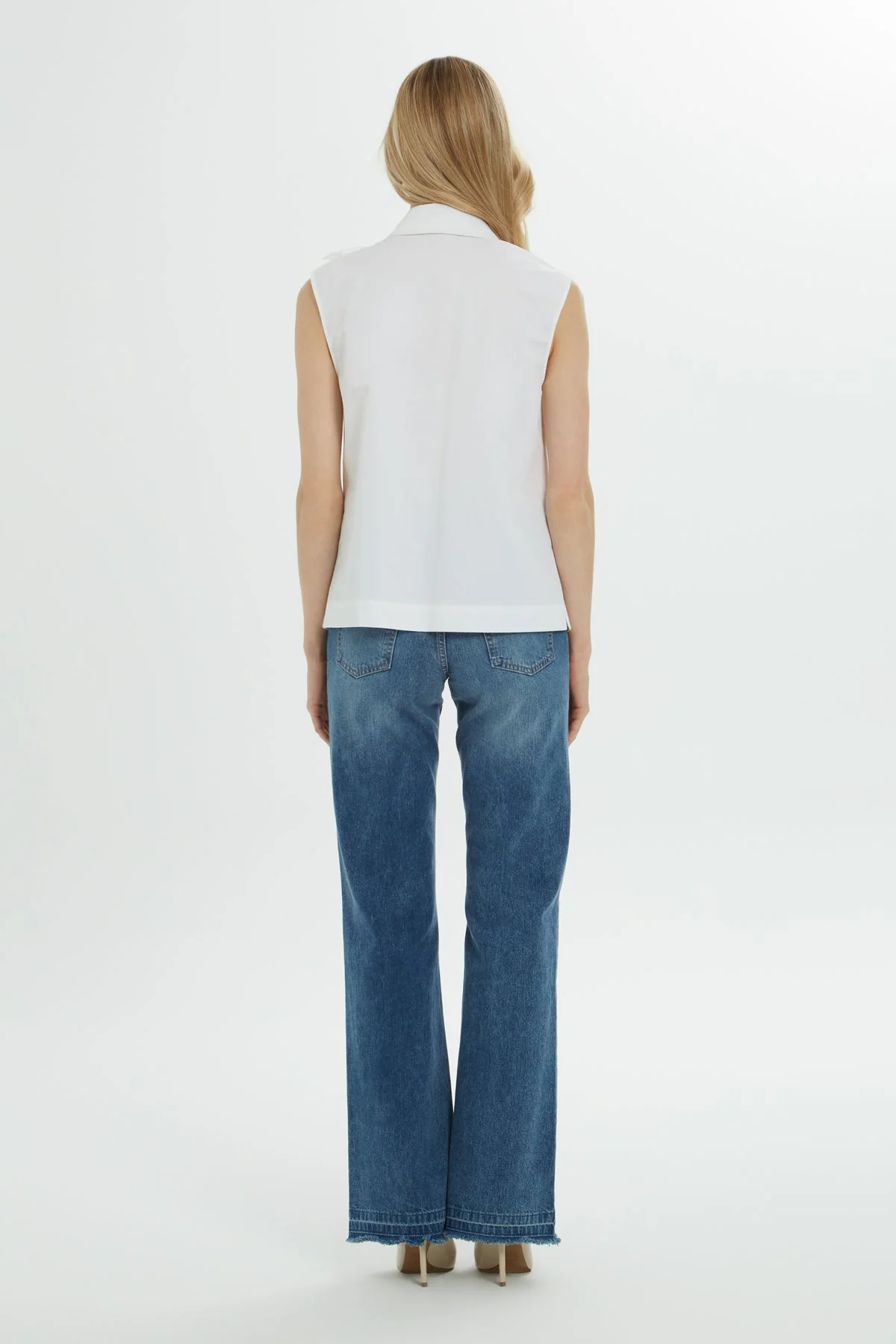 White Accessory-Collar Cotton Shirt - Image 5