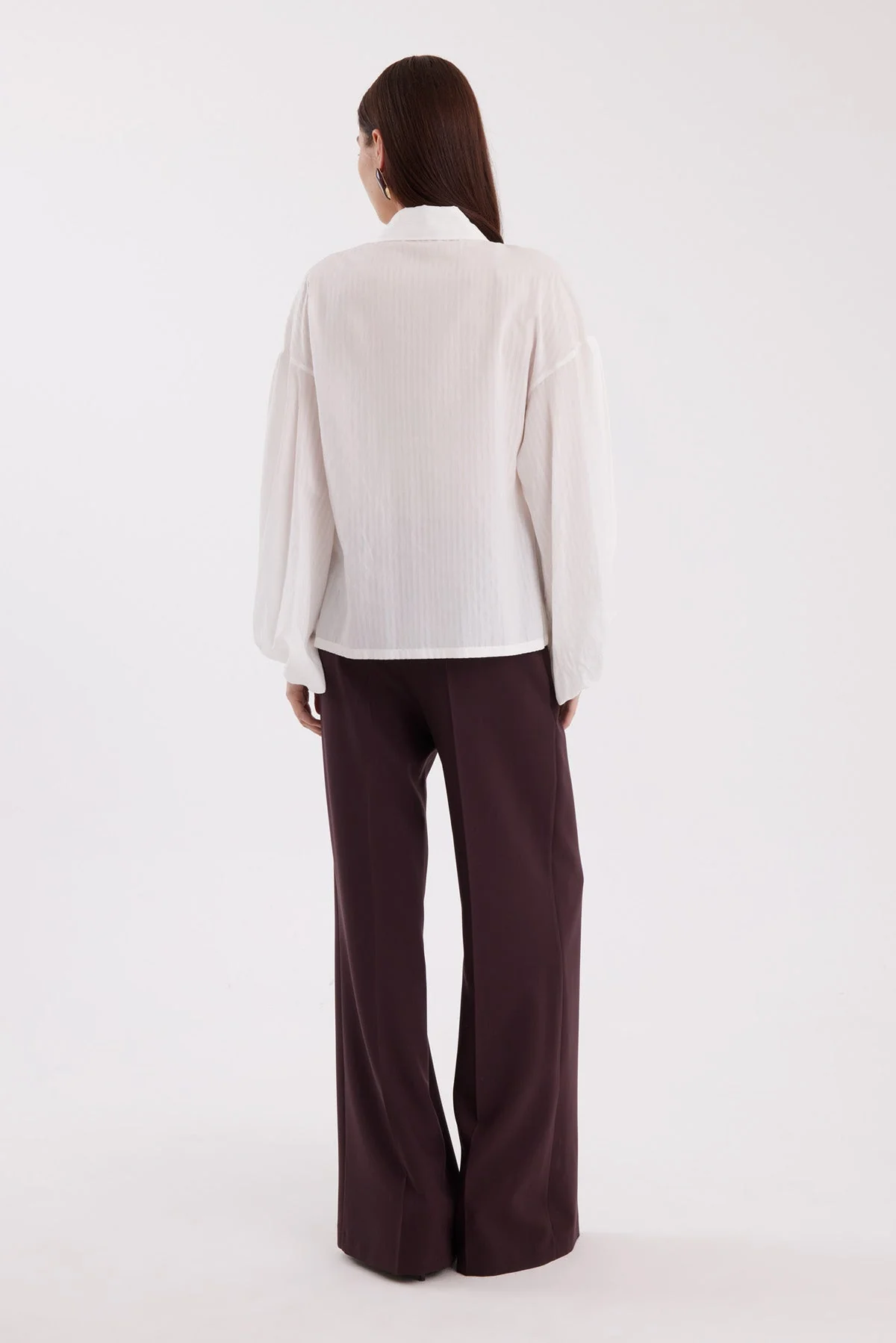 White Balloon-Sleeve Striped Shirt - Image 4
