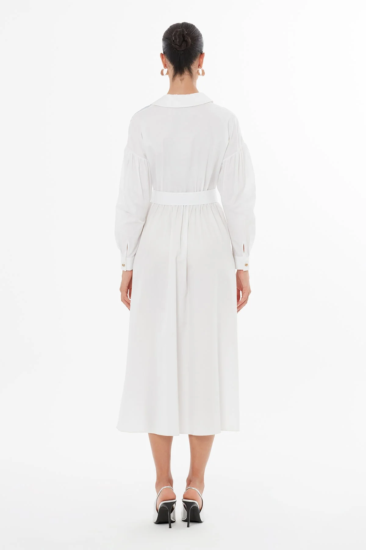 White Beaded Belted Dress - Image 5