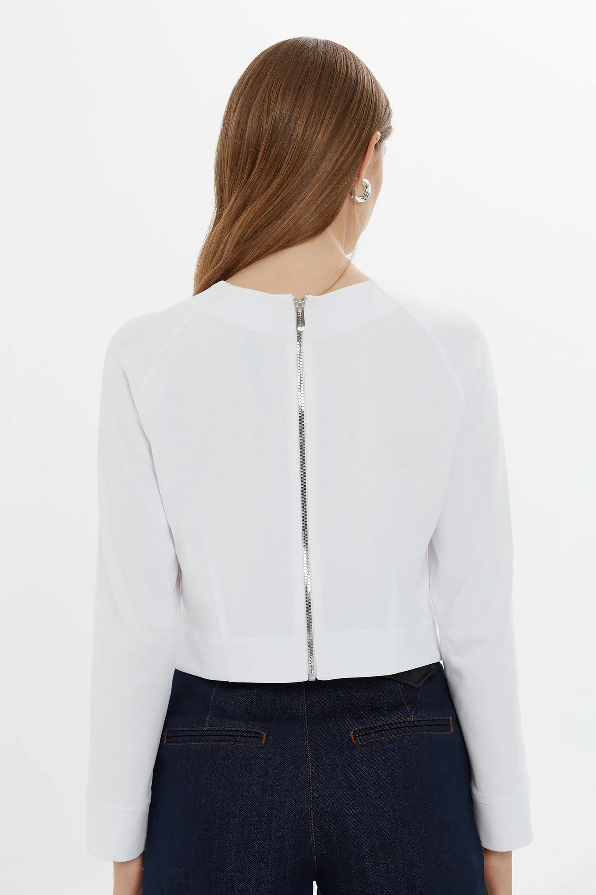 White Beaded Collar Long-Sleeve T-Shirt - Image 5