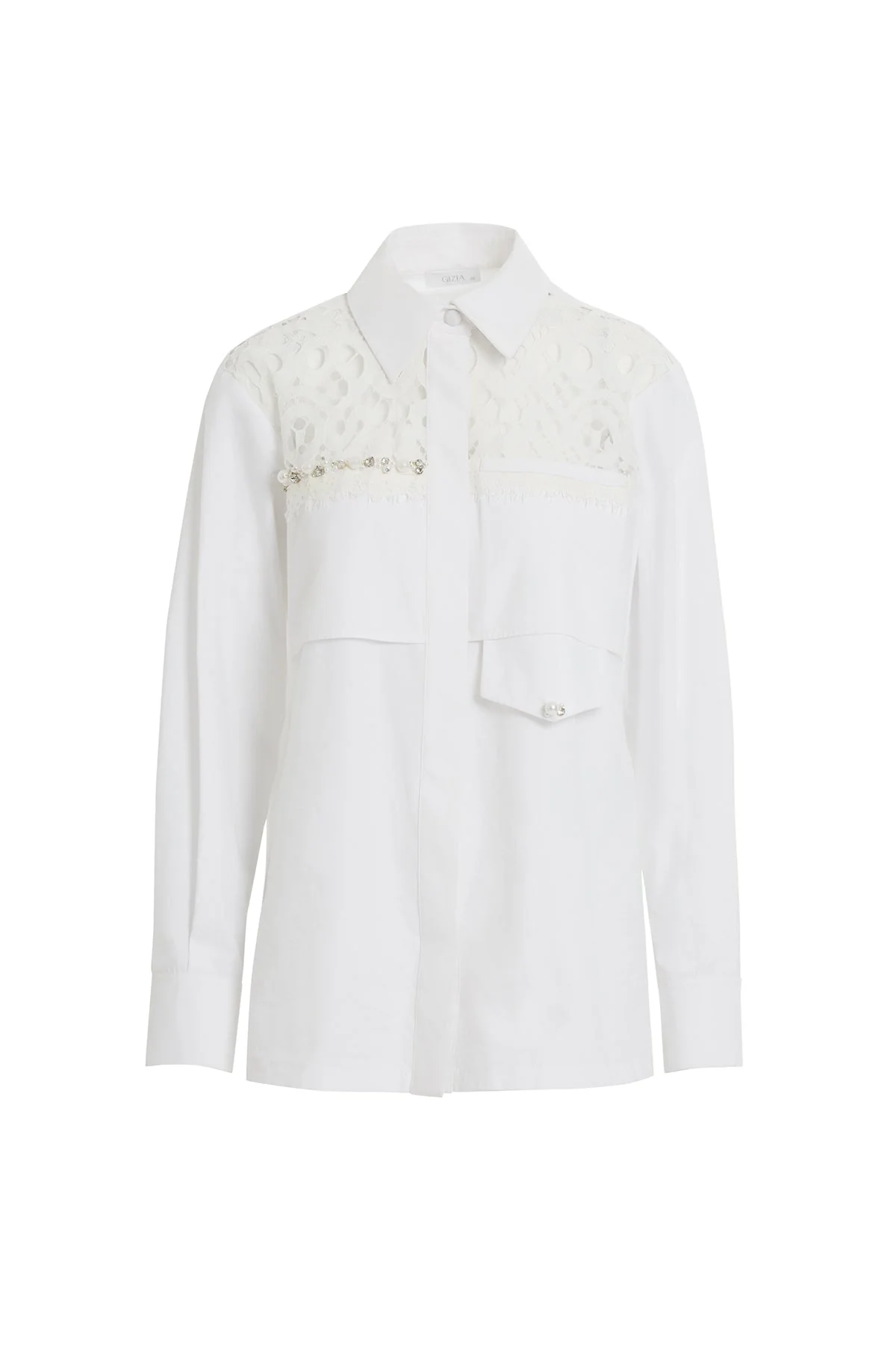 White Beaded Cotton Shirt - Image 5
