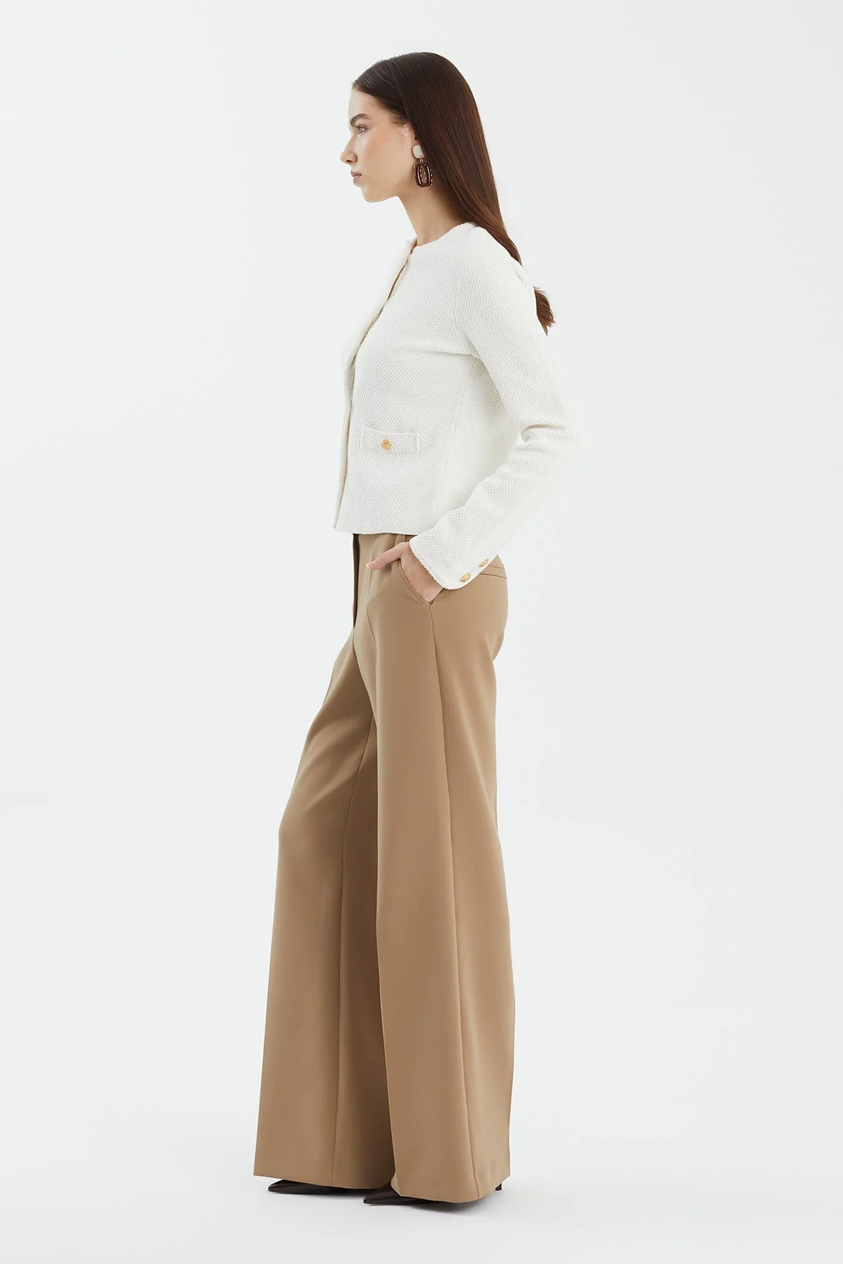 White Buttoned Crew Neck Knit - Image 2