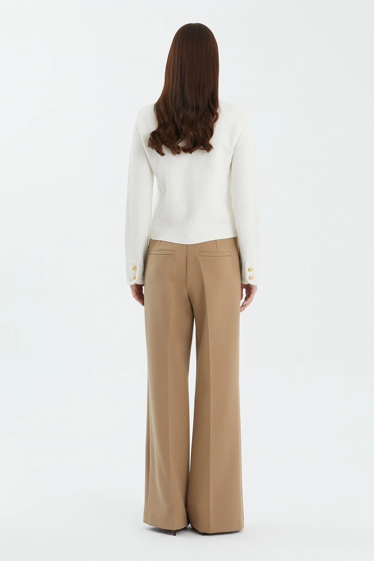 White Buttoned Crew Neck Knit - Image 3