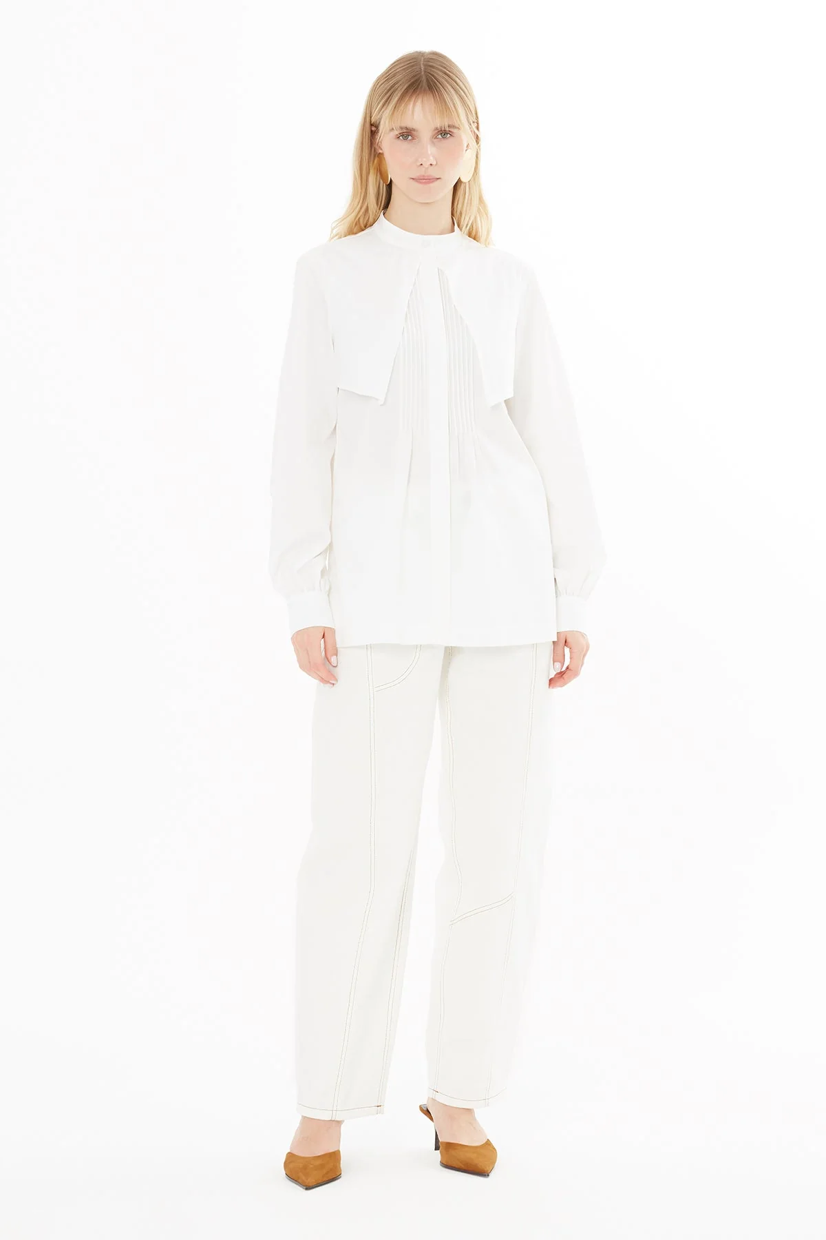 White Collar-Detail Shirt
