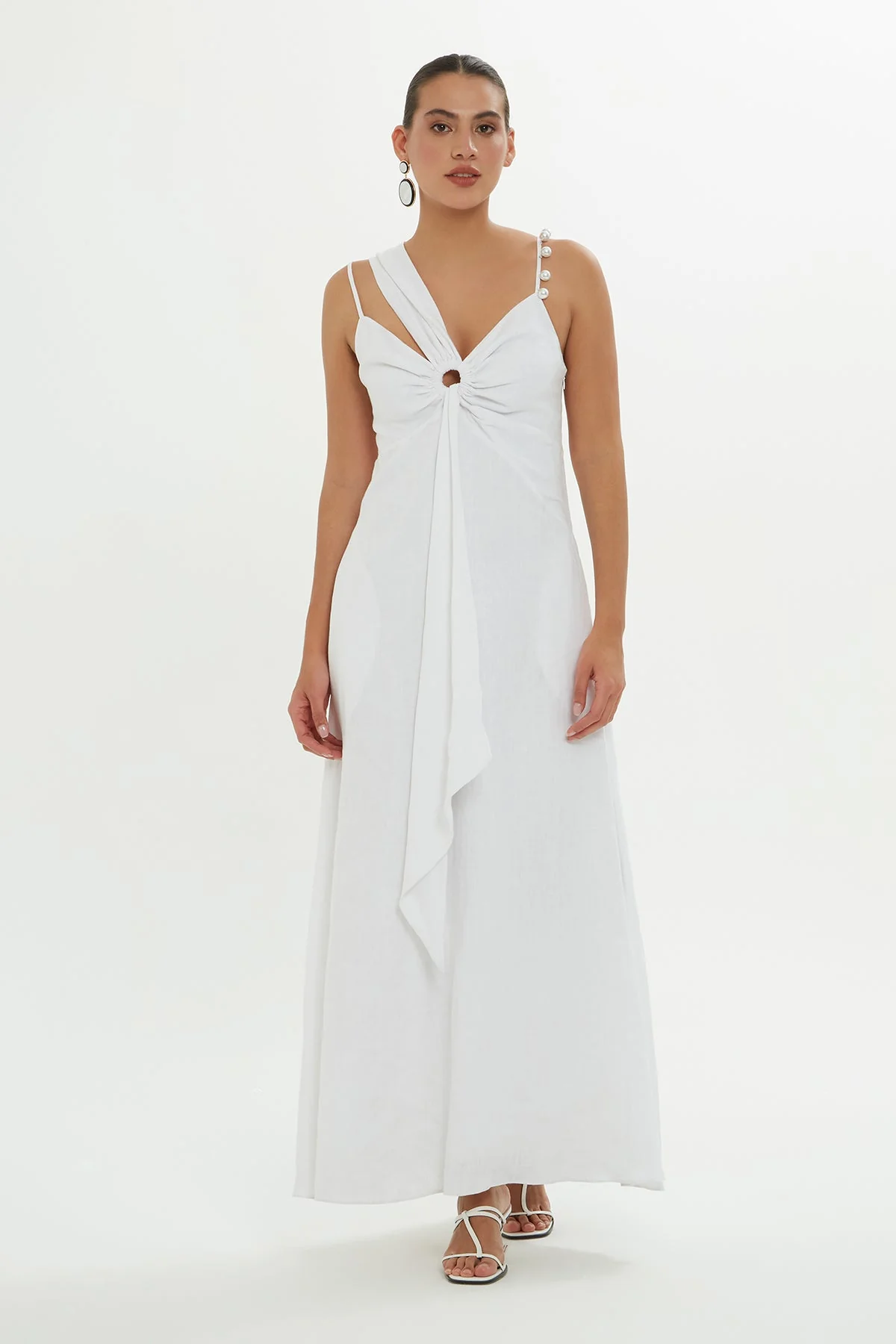 White Dress with Sleeve Detail