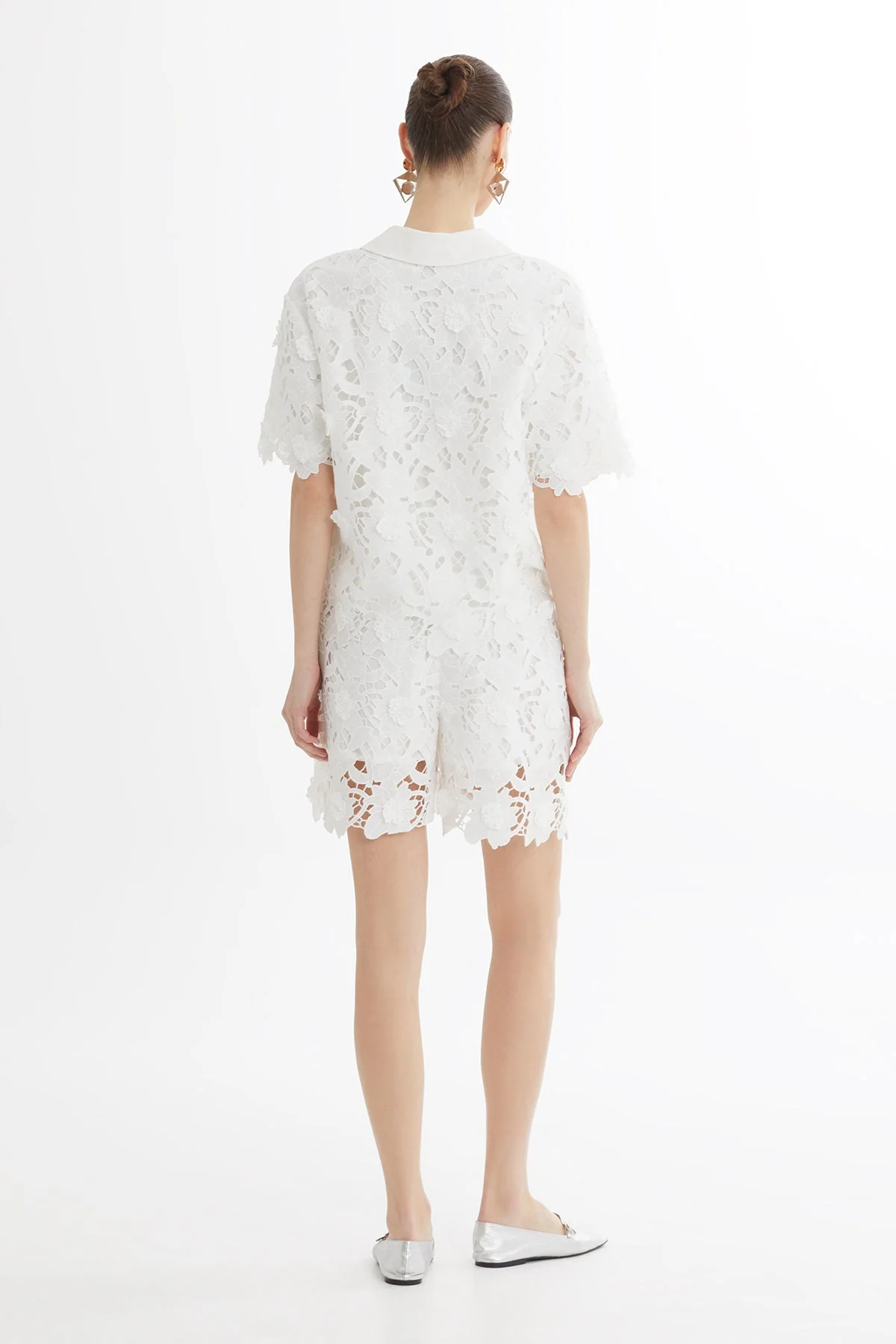 White Embroidered Printed Blouse - Image 5