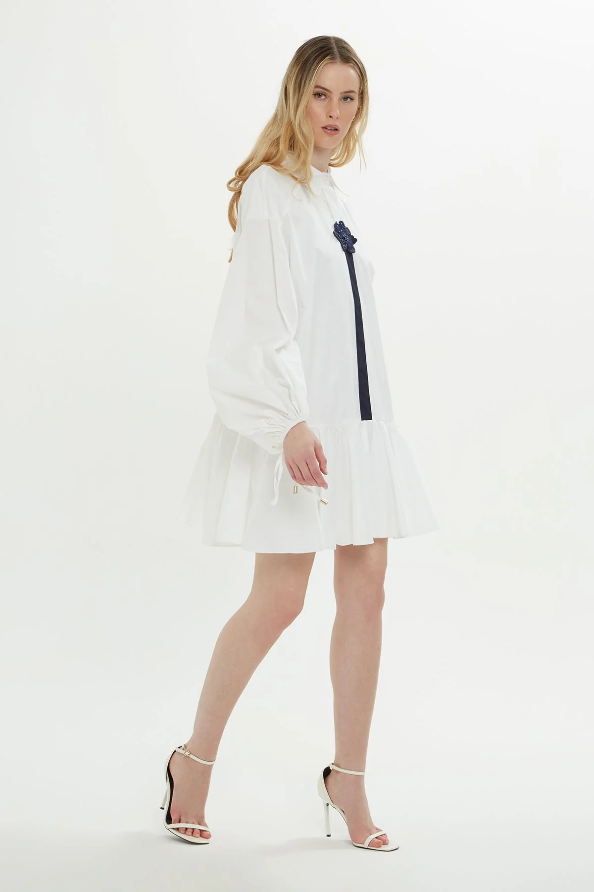 White Embroidered Shirt Dress - Image 4
