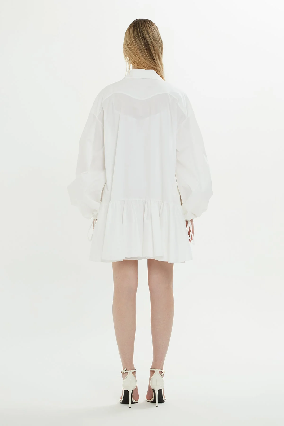 White Embroidered Shirt Dress - Image 5