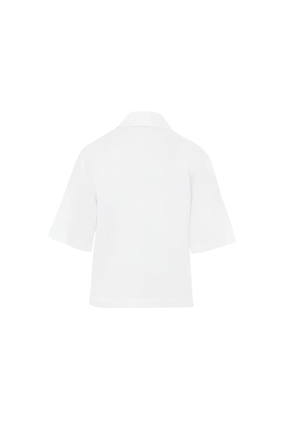 White Floral-Detail Cotton Shirt - Image 3