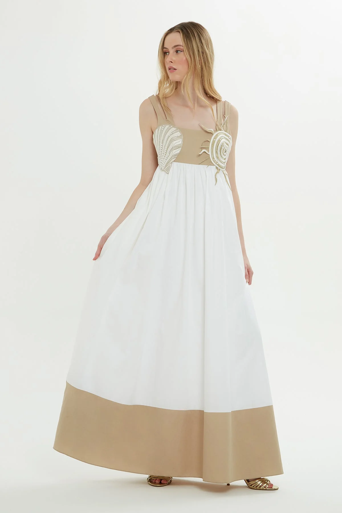 White Long Dress with Straps - Image 3