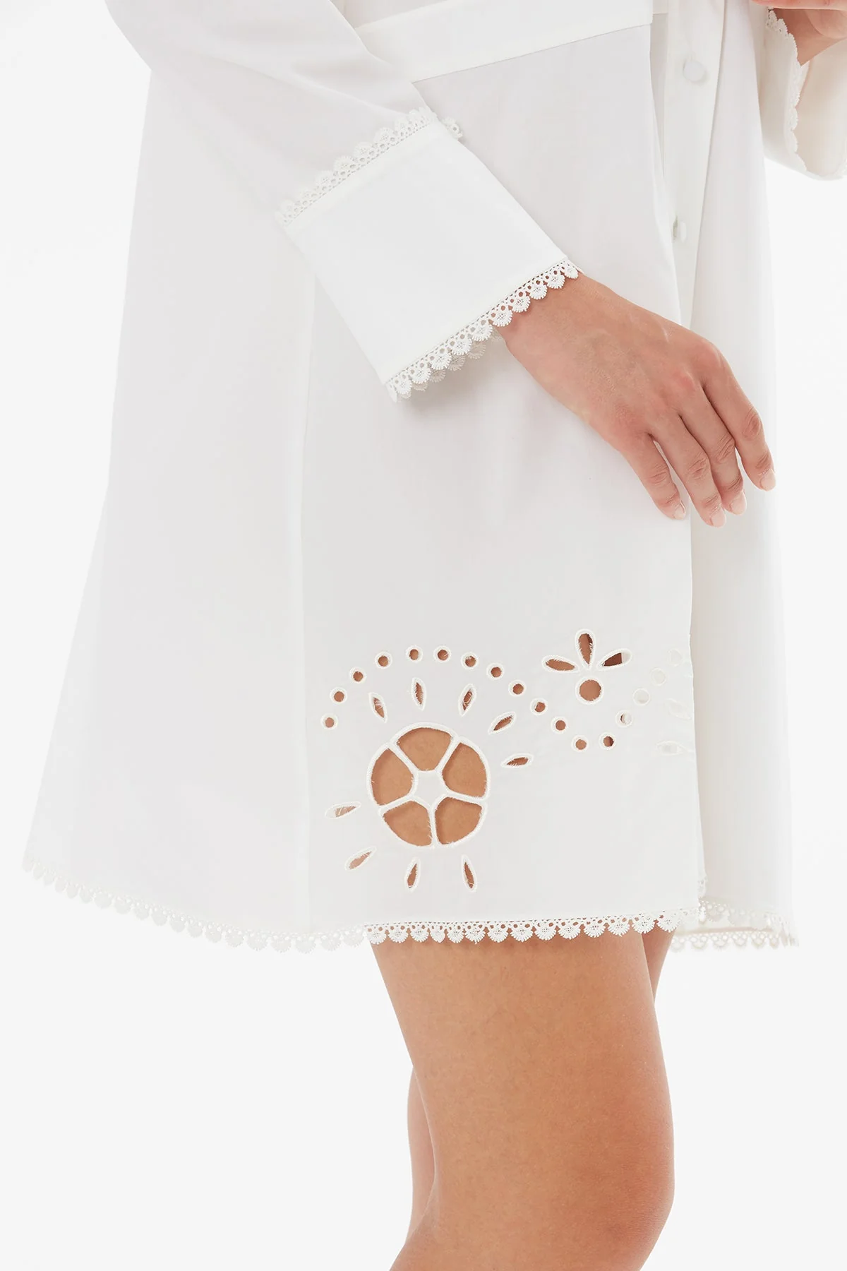 White Long-Sleeve Slit Mini Dress - Image 3