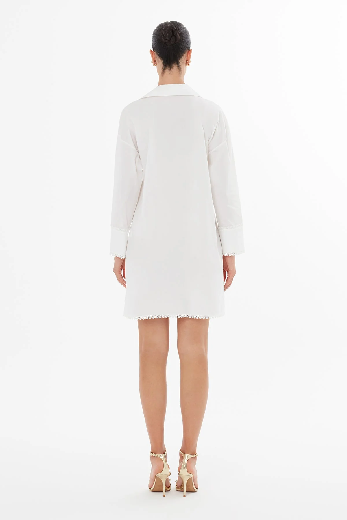 White Long-Sleeve Slit Mini Dress - Image 5