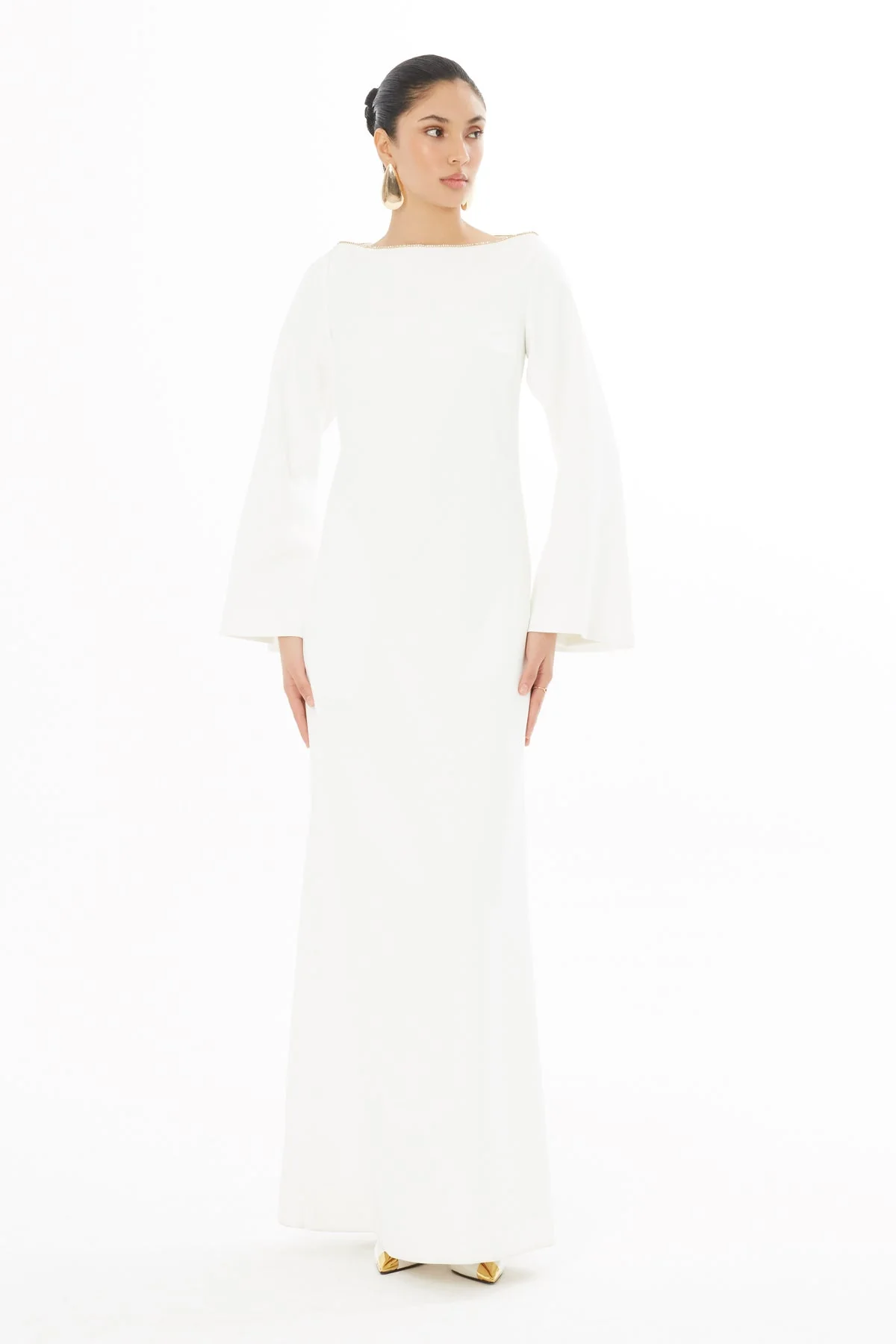 White Maxi Dress with Tasseled Back