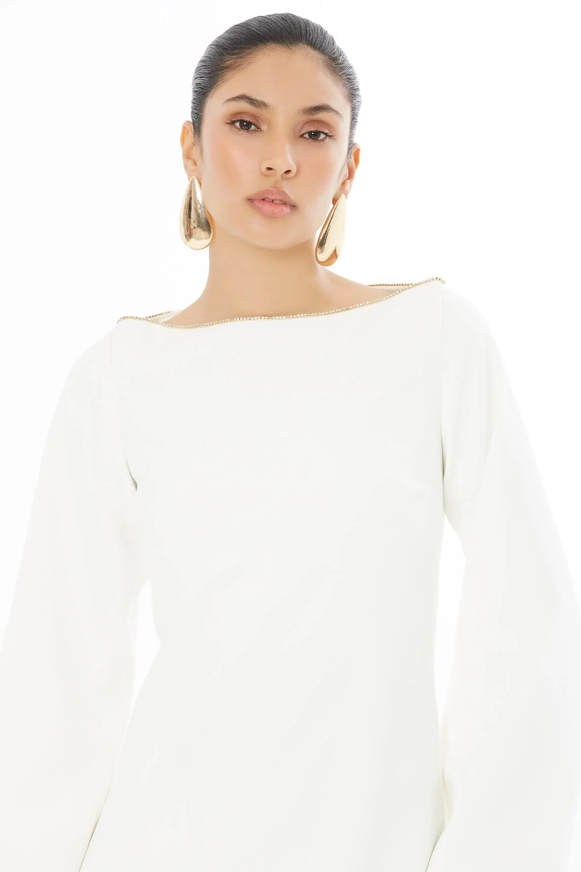 White Maxi Dress with Tasseled Back - Image 2