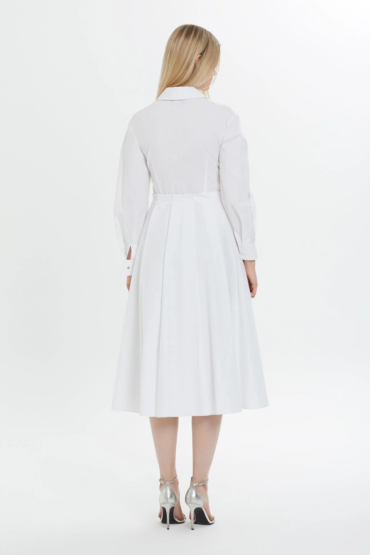 White Midi Zipper Detail Dress - Image 5