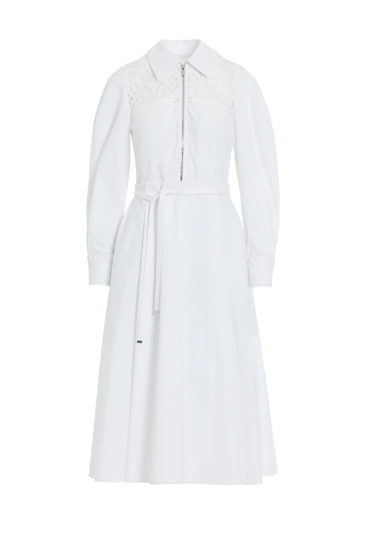 White Midi Zipper Detail Dress - Image 6
