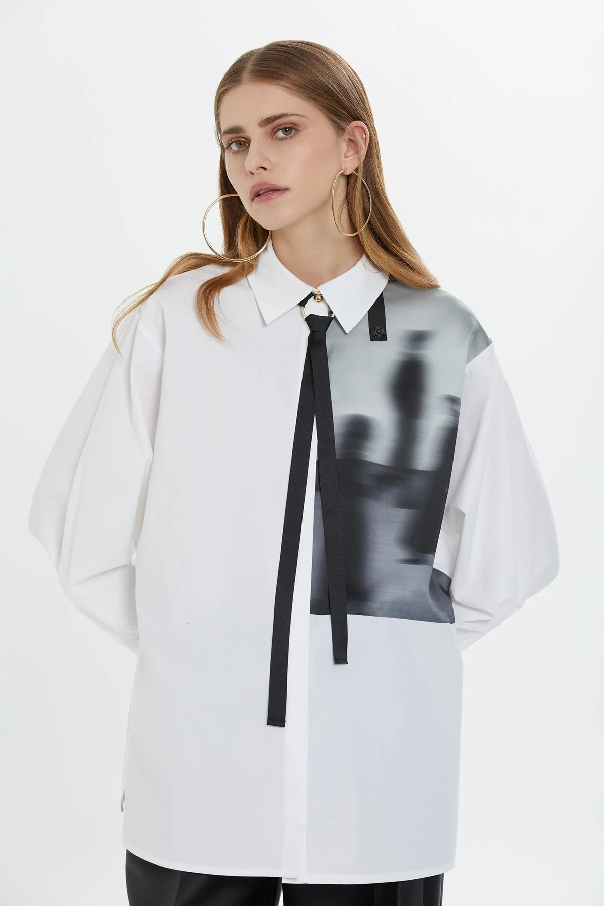 White Printed Cotton Shirt