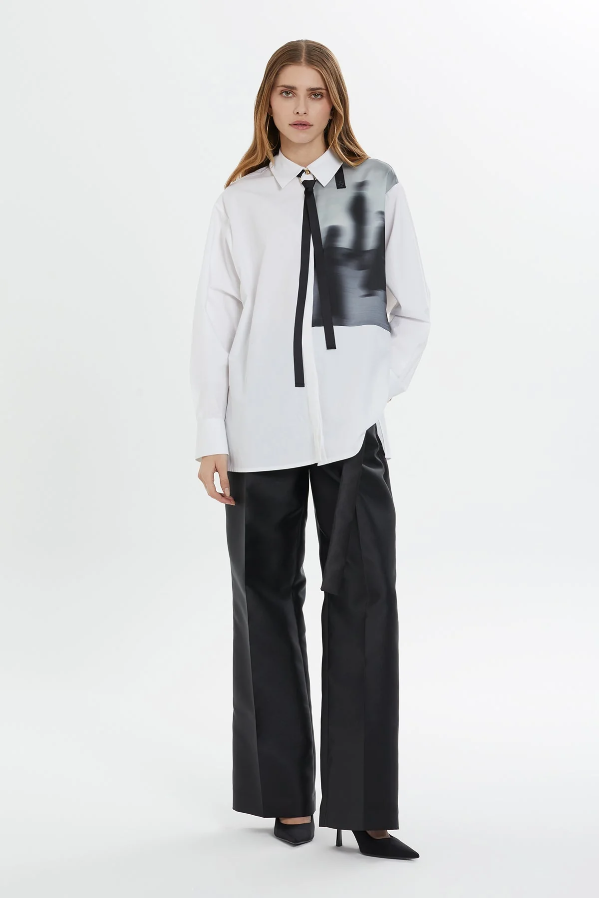 White Printed Cotton Shirt - Image 2