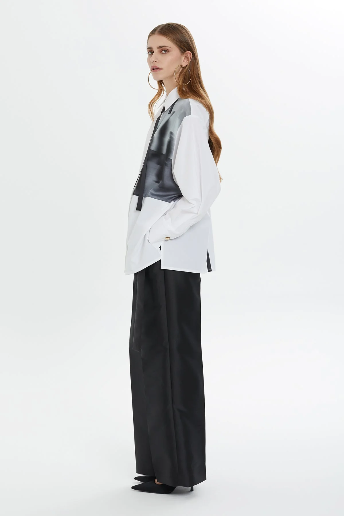 White Printed Cotton Shirt - Image 3