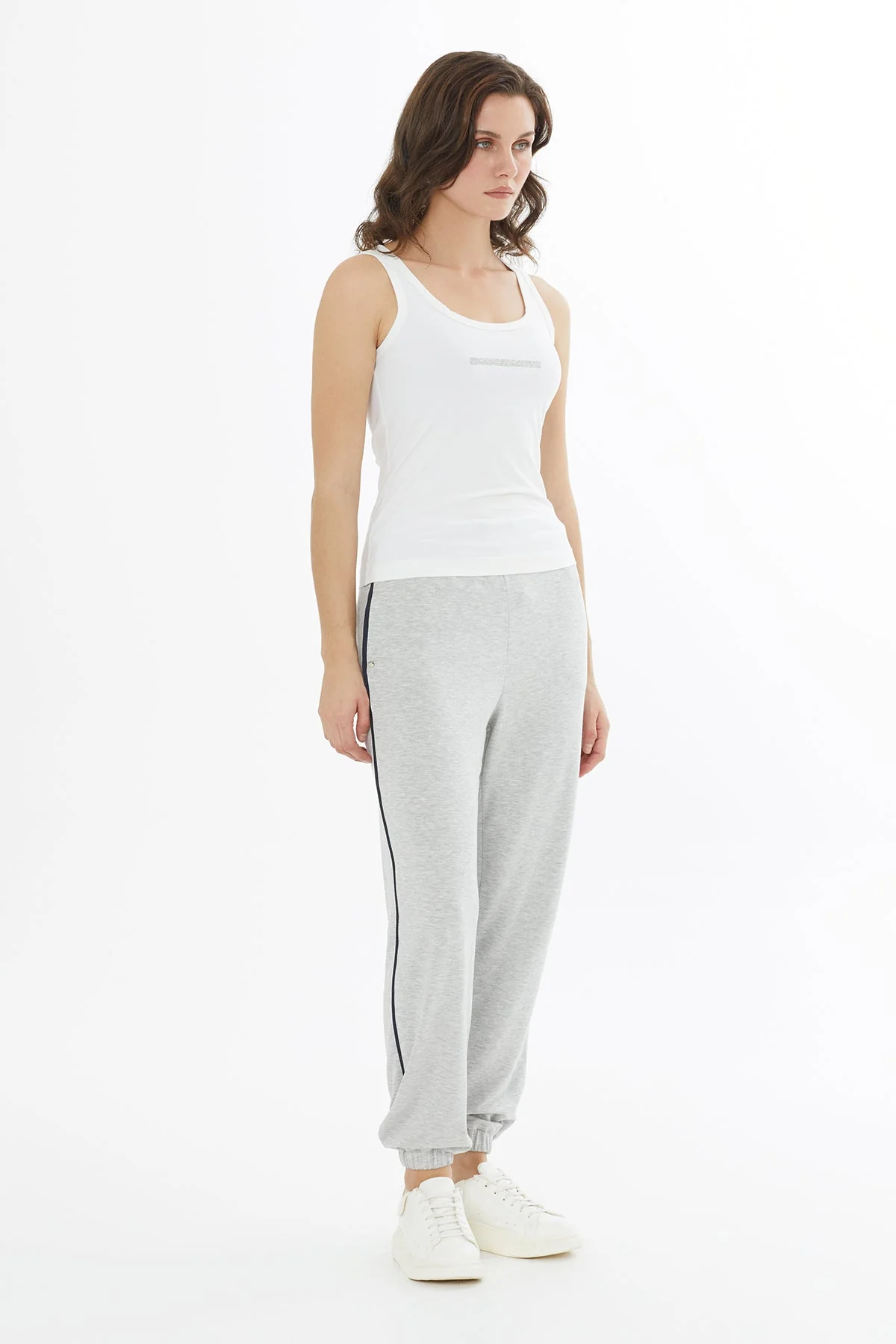 White Printed Front Classic Tank Top - Image 4