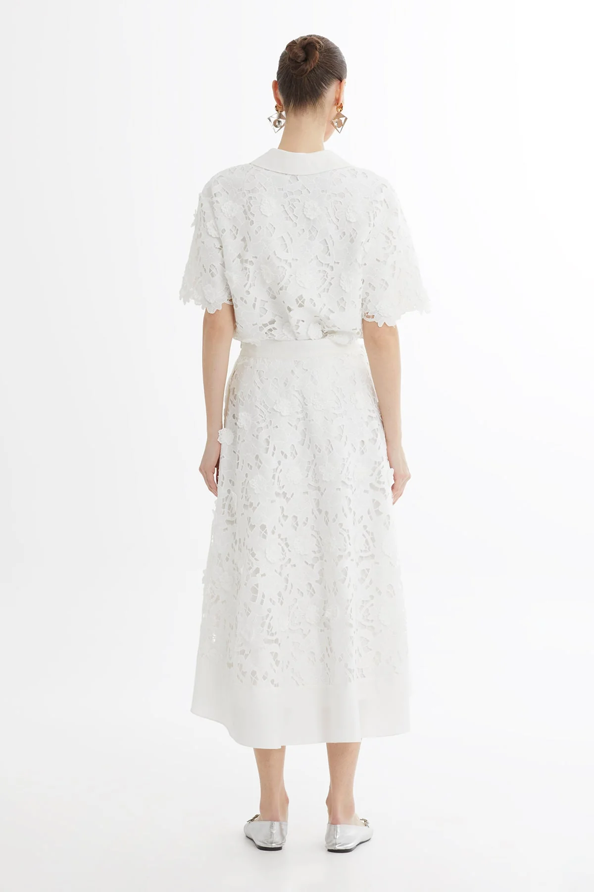 White Printed Ruffle Midi Skirt - Image 4