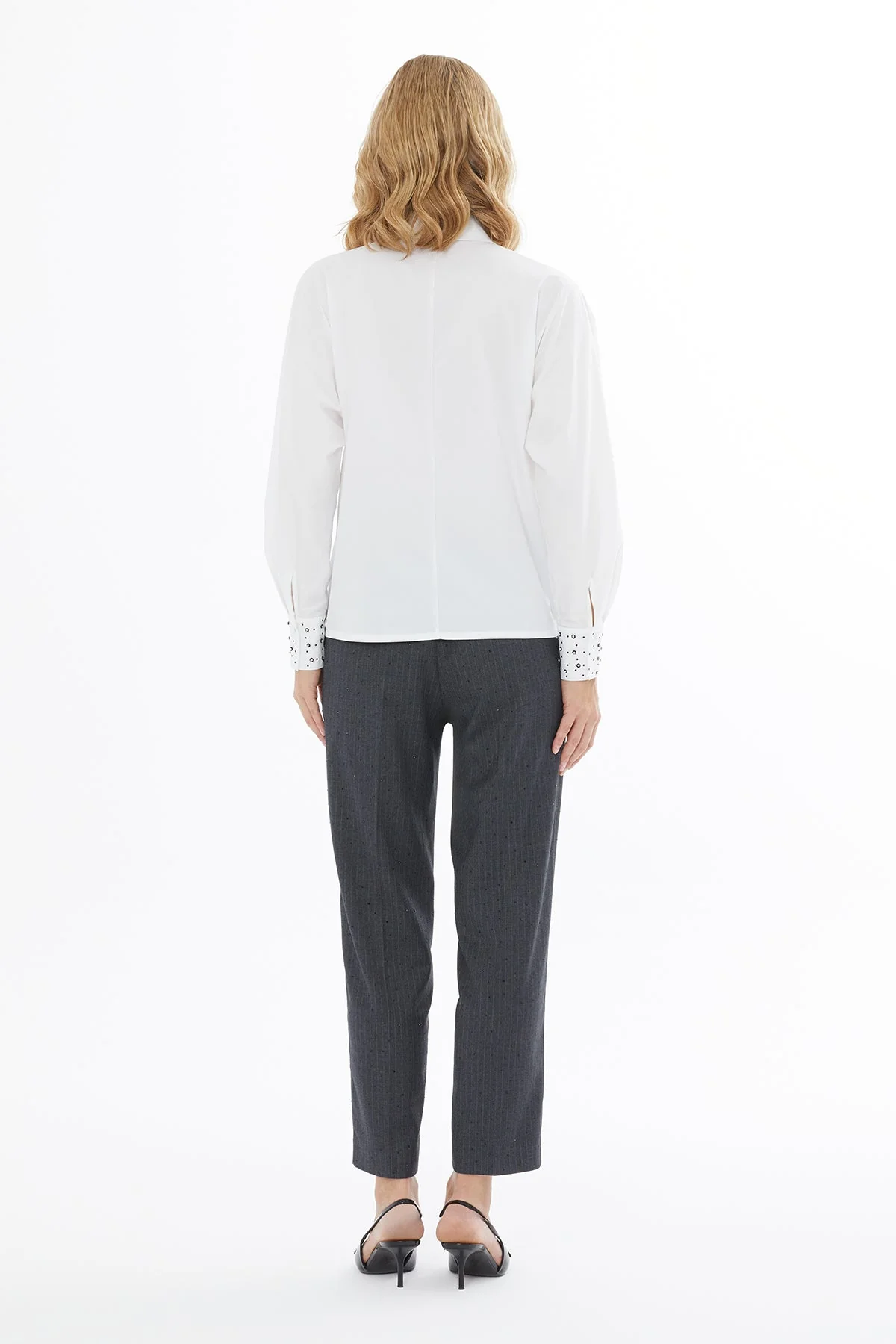 White Shirt with Embroidered Sleeves - Image 4