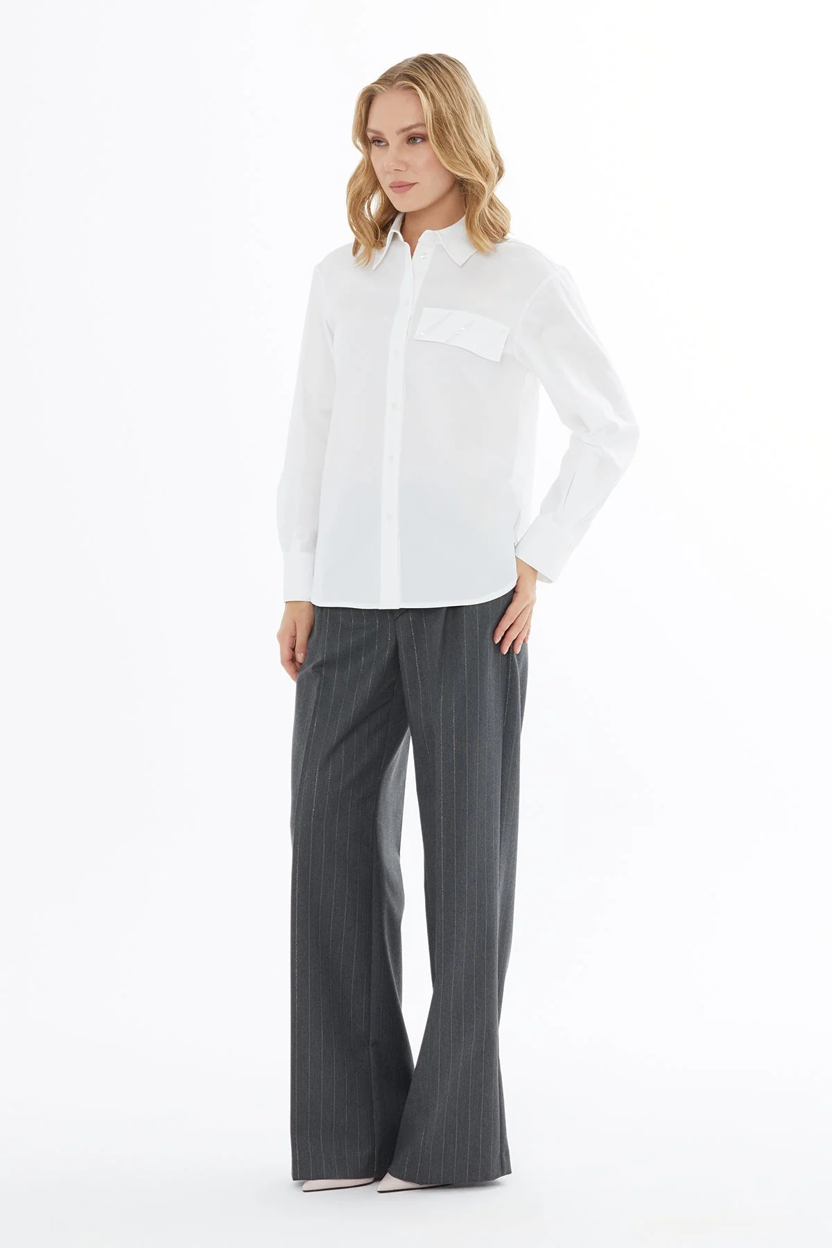 White Shirt with Pocket Detail