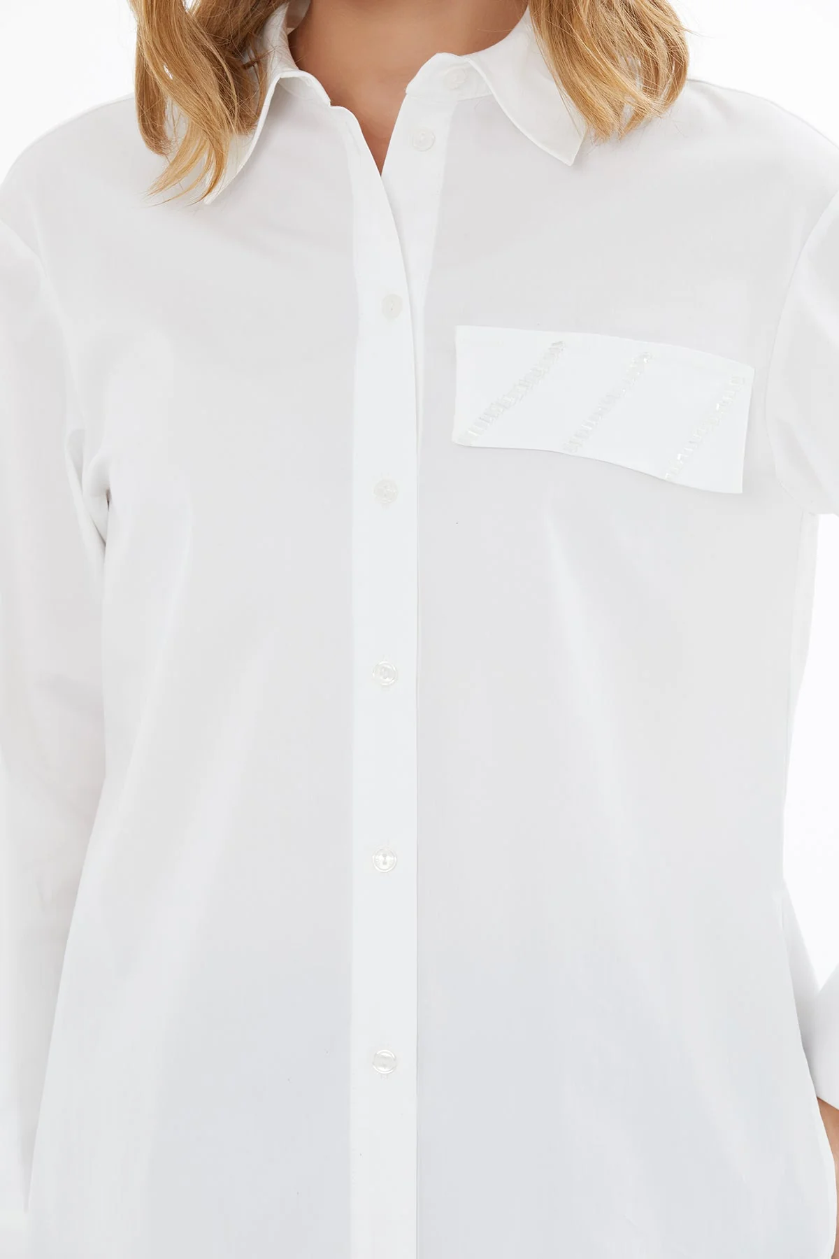 White Shirt with Pocket Detail - Image 2