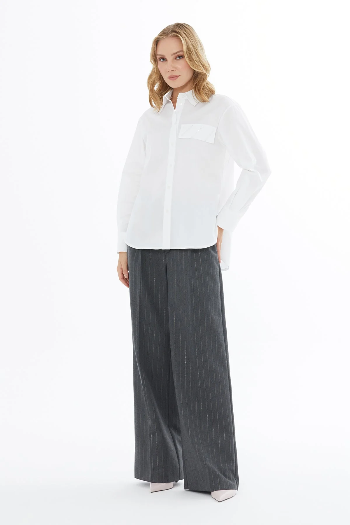 White Shirt with Pocket Detail - Image 4