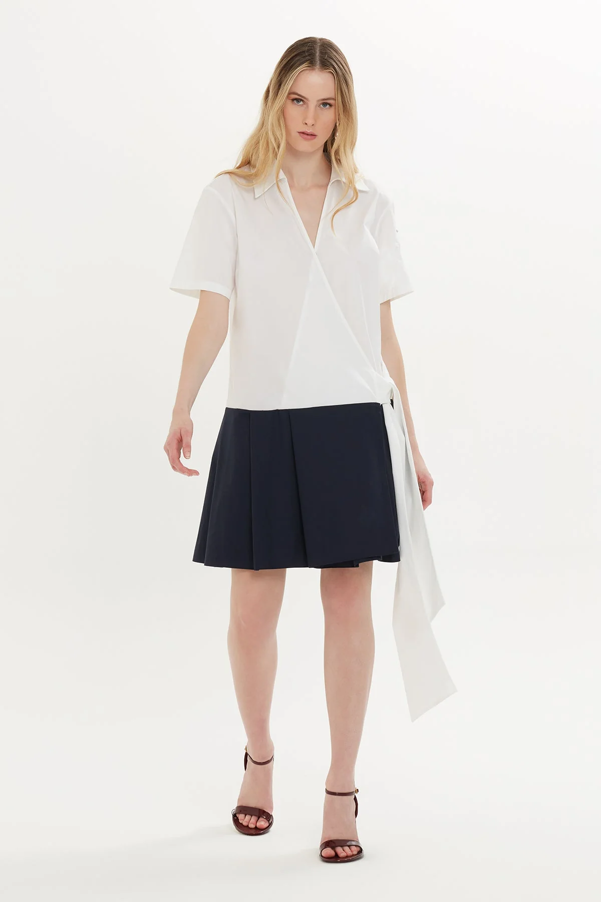 White Short Dress with Embroidered Sleeves - Image 4