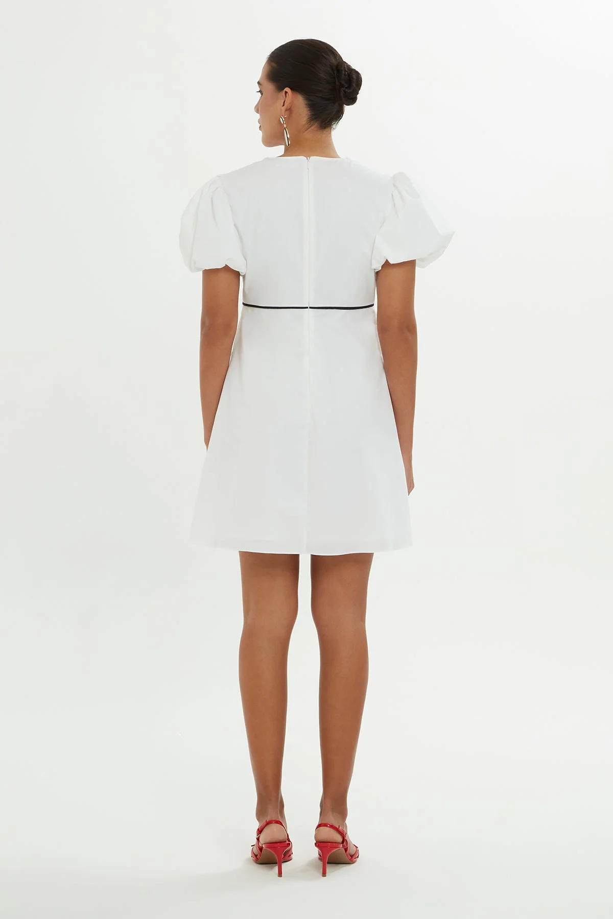 White Short-Sleeve Mini Dress - Image 4