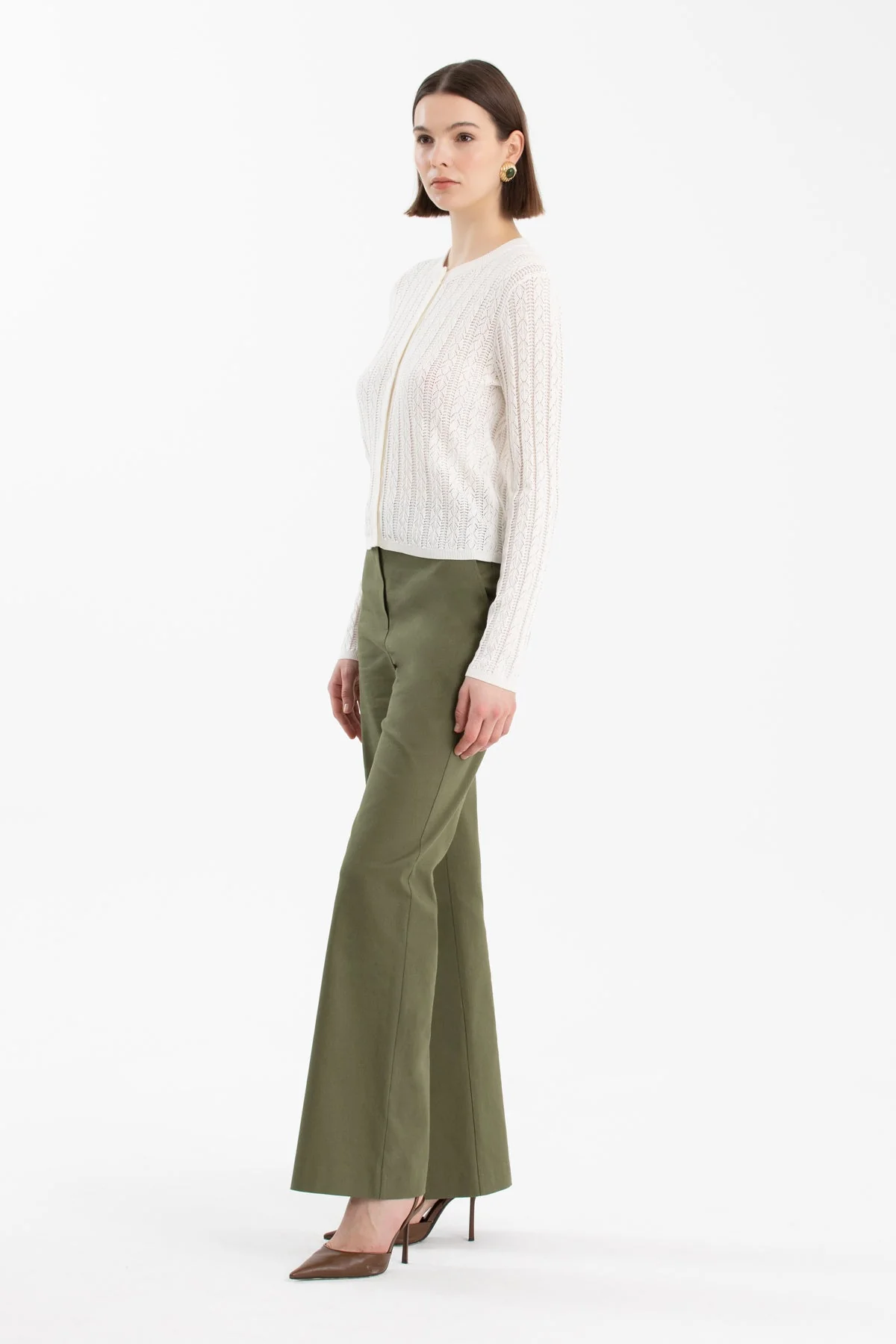 White Silk-Blend Buttoned Knit - Image 2