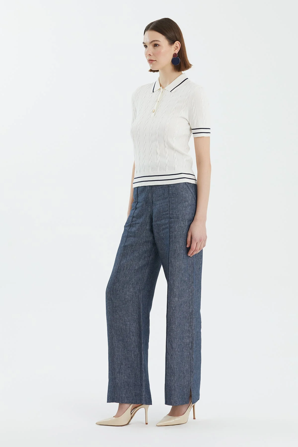 White Silk Blend Patterned Knit - Image 3
